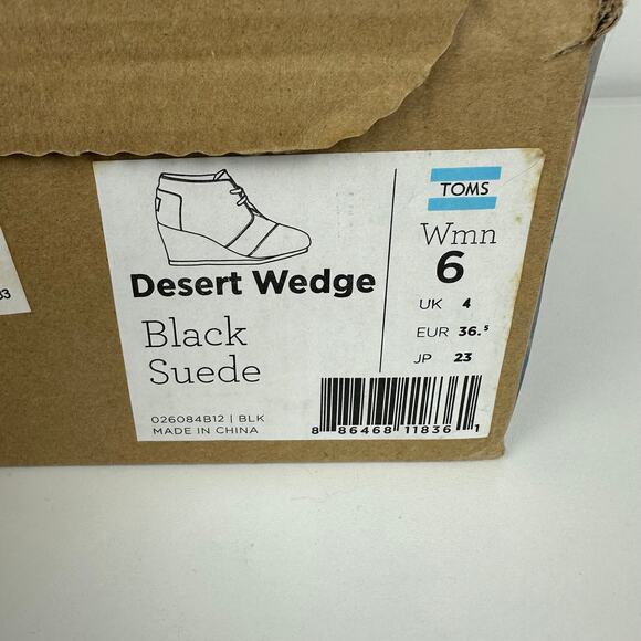 Toms Womens Desert Wedge Almond Toe Black Suede Casual Lace-Up Ankle Booties 6 - Picture 10 of 11